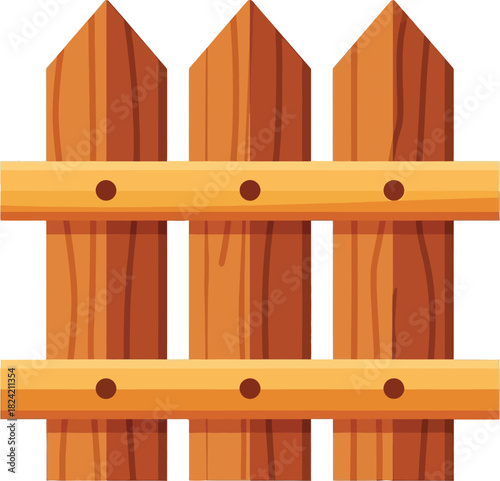Wooden fence vector, palisade, gates or balustrade with pickets, fence icon, wooden fence vector illustration