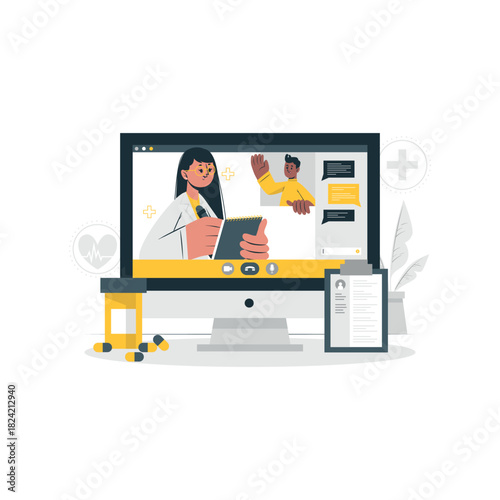 Online Doctor Disproportionate Illustrations