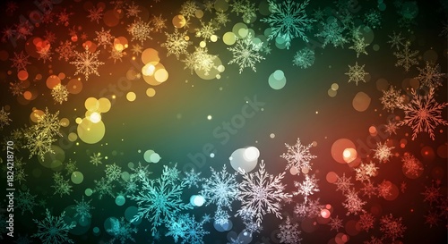 Festive winter scene with colorful snowflake patterns for holiday celebrations and seasonal decor