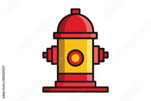 Yellow fire hydrant with red cap and trim stands ready for emergencies