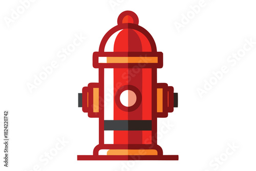 Striking red fire hydrant stands prominently with bold outlines against clean white background