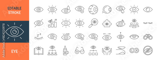 EYE icon set. Editable line icons. Vector illustration.