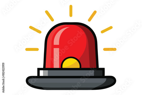 Glowing red flashing emergency siren alerts to danger and signifies urgent attention is needed