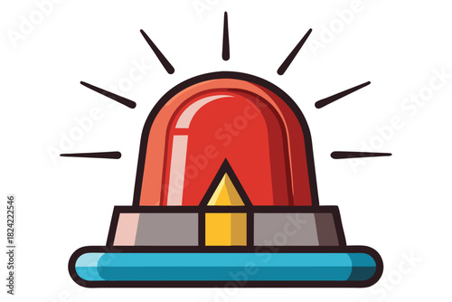 Red emergency flasher emits bright light, warning of danger, symbolizing crisis and urgency