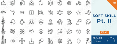 Soft skill icon collection set. Editable stroke.