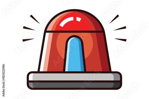 Red and blue flashing siren with black lines shows an alert illustration