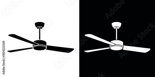 Modern ceiling fan silhouette in black and white contrast