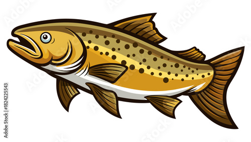Vector illustration of a brown trout isolated on white background