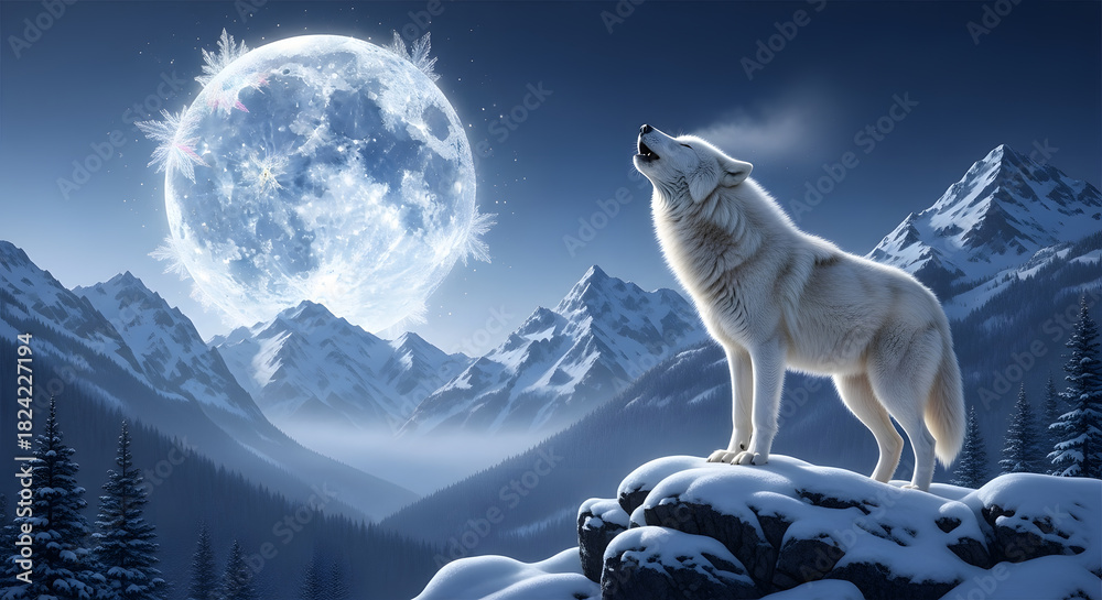 Fototapeta premium Minimal Silver Deer Sculpture In Winter Light