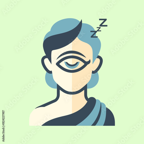 Person with closed eye and zzz above head indicating sleep or tiredness.