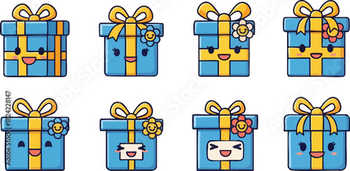 Cute Gift Boxes with Bows and Floral Decorations.