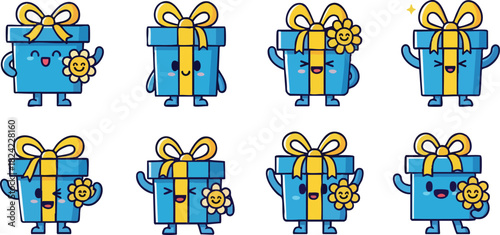 Cute Gift Boxes with Bows and Flowers.