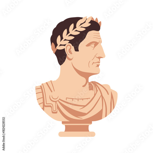 Bust of a man wearing a laurel wreath and draped fabric.