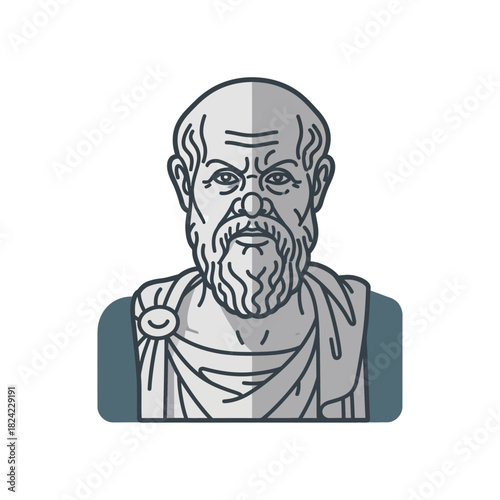 Illustration of an old man with a beard wearing a toga.