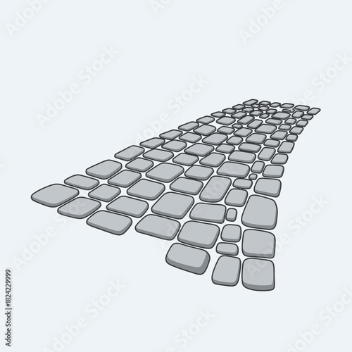 A cobblestone path or road stretches into the distance with a slight perspective.