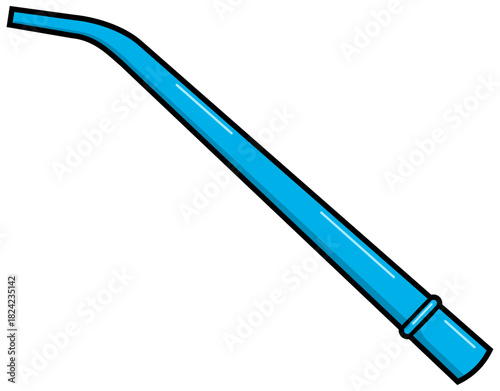 Dental Aspirator Suction Tool Lineart Illustration Editable Color Vector