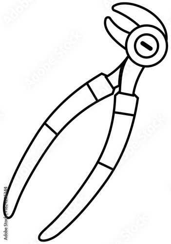 Forcep Dental Tool Line Illustration Editable Color Vector