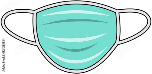 Dental Medical Mask Lineart Illustration Editable Color Vector