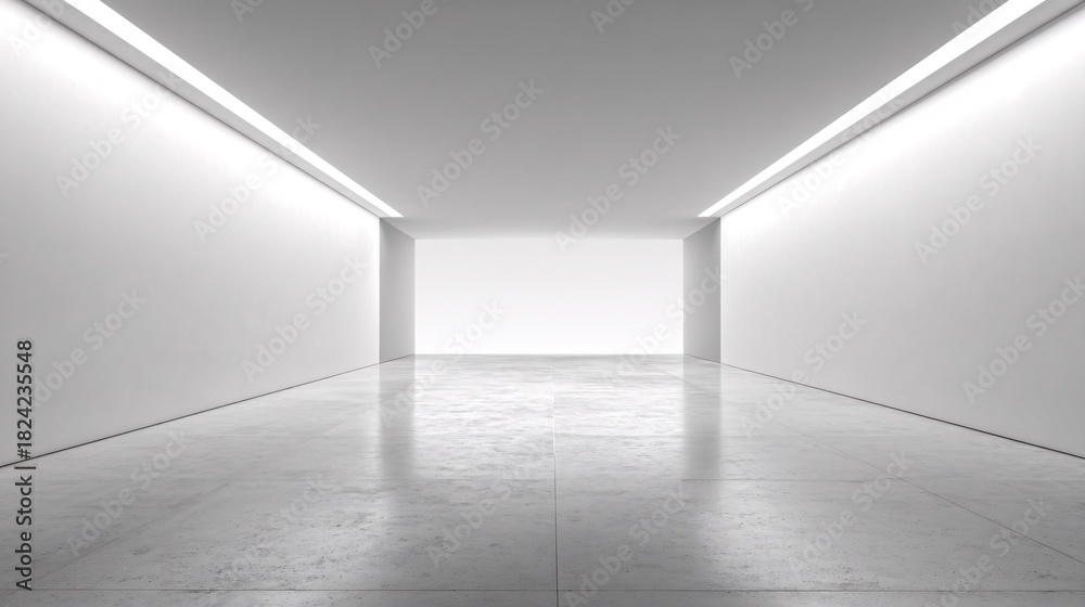 Fototapeta premium Empty Modern White Interior Room with Concrete Floor and Natural Light