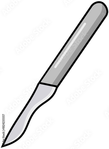 Dental Surgical Scalpel Lineart Illustration Editable Color Vector