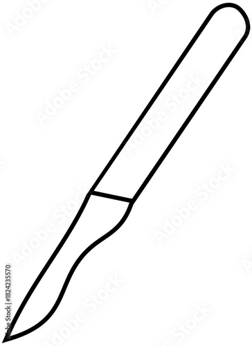 Dental Surgical Scalpel Line Illustration Editable Color Vector
