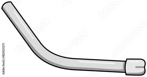 Dental Saliva Ejector Lineart Illustration Editable Color Vector