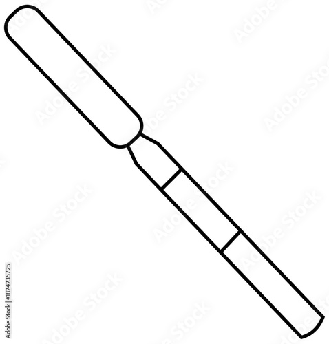 Dental Spatula Line Illustration Editable Color Vector