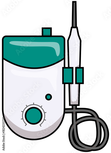 Dental Ultrasonic Scaler Lineart Illustration Editable Color Vector