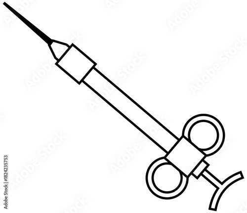 Dental Syringe Line Illustration Editable Color Vector