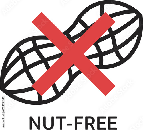 Nut-free symbol indicating no peanuts present, promoting safe food choices