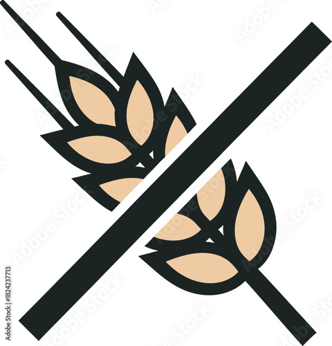 Symbol of a wheat stalk with a diagonal line through it, indicating no gluten or grain.