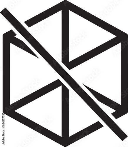 Abstract geometric symbol representing prohibition or restriction, with clean lines and a modern aesthetic.