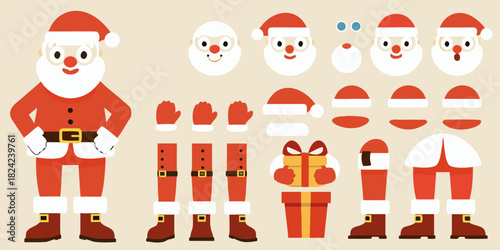Create your own santa claus mix and match parts for holiday fun
