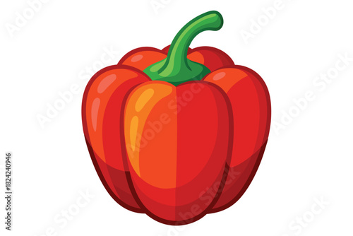 Isolated ripe red bell pepper shines brightly against a clean white background