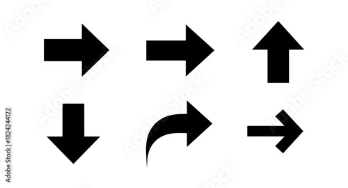 Minimalist black arrow icon set for navigation and directional design