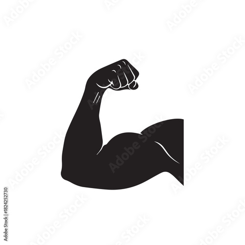 "Flexed Bicep Muscle Line Icon – Strength and Bodybuilding Symbol"