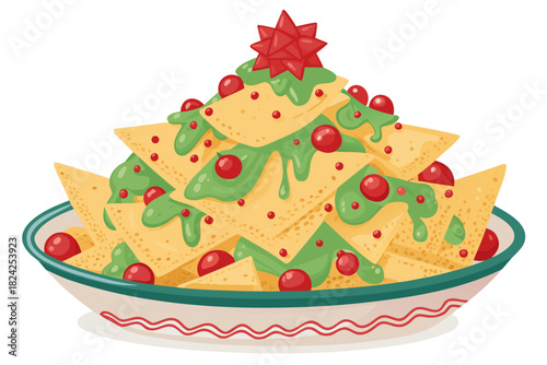 Elegant Christmas Nachos With And Toppin Professional Photo