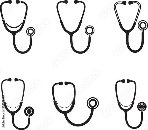 Stethoscope icon set medical equipment for diagnosis and healthcare