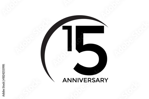 simple 15 anniversary design on a white background. A elegant anniversary celebration featuring romantic elements such as soft lighting, flowers, and symbolic decorations. Perfect for themes of love