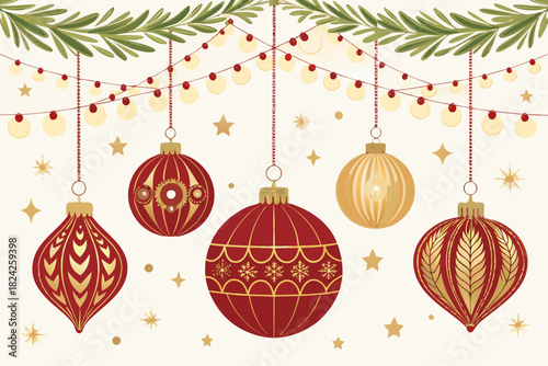 Christmas Scene Hanging Ornaments And Professional Photo Suitable for Design