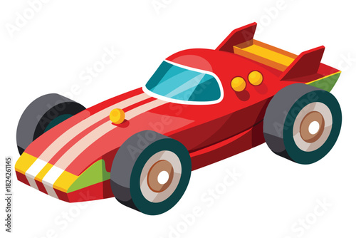Isometric red race car shows off its streamlined design with a smooth finish