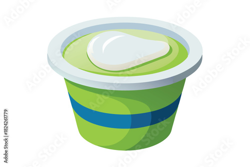 Fresh kiwi flavored yogurt in a small container shows natural dairy goodness