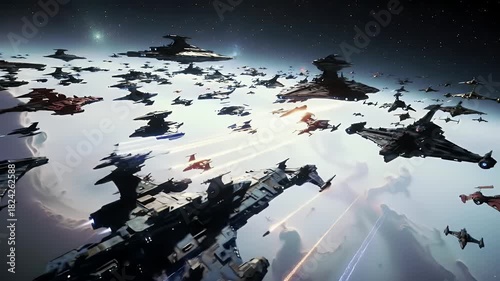 Space Armada Over Clouds.
