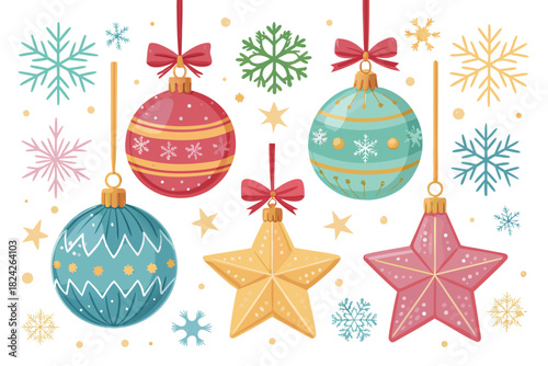 Christmas Tree Ornaments Baubles Star Professional Photo Perfect for Editorial Content