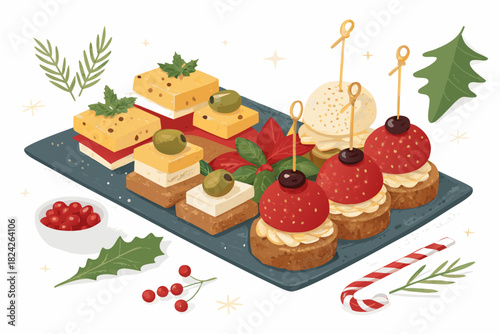 Christmas Tapas Appetizers Bold High-Quality Stock Image Great for Commercial Projects