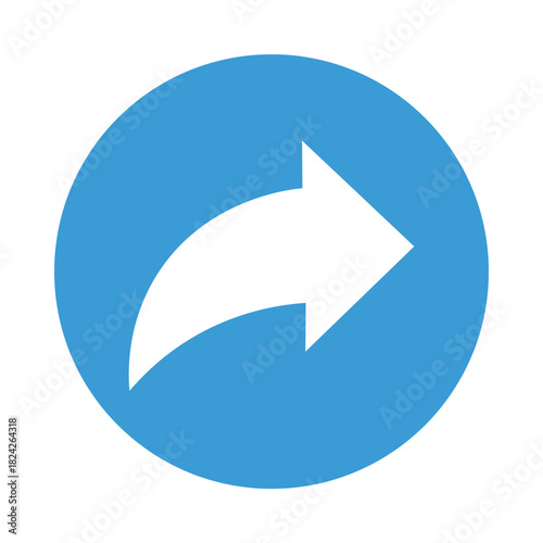 Blue share arrow icon for digital interfaces