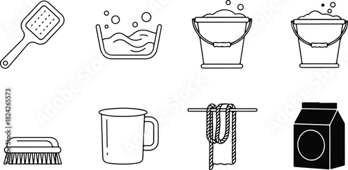 Cleaning and Washing Icons Set