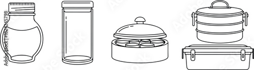 Assortment of Food Containers and Jars