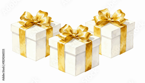 Wrapped Surprises White Gold Gifts isolated watercolor vector illustration svg