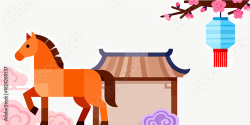 Background of the Year of the Horse Poster